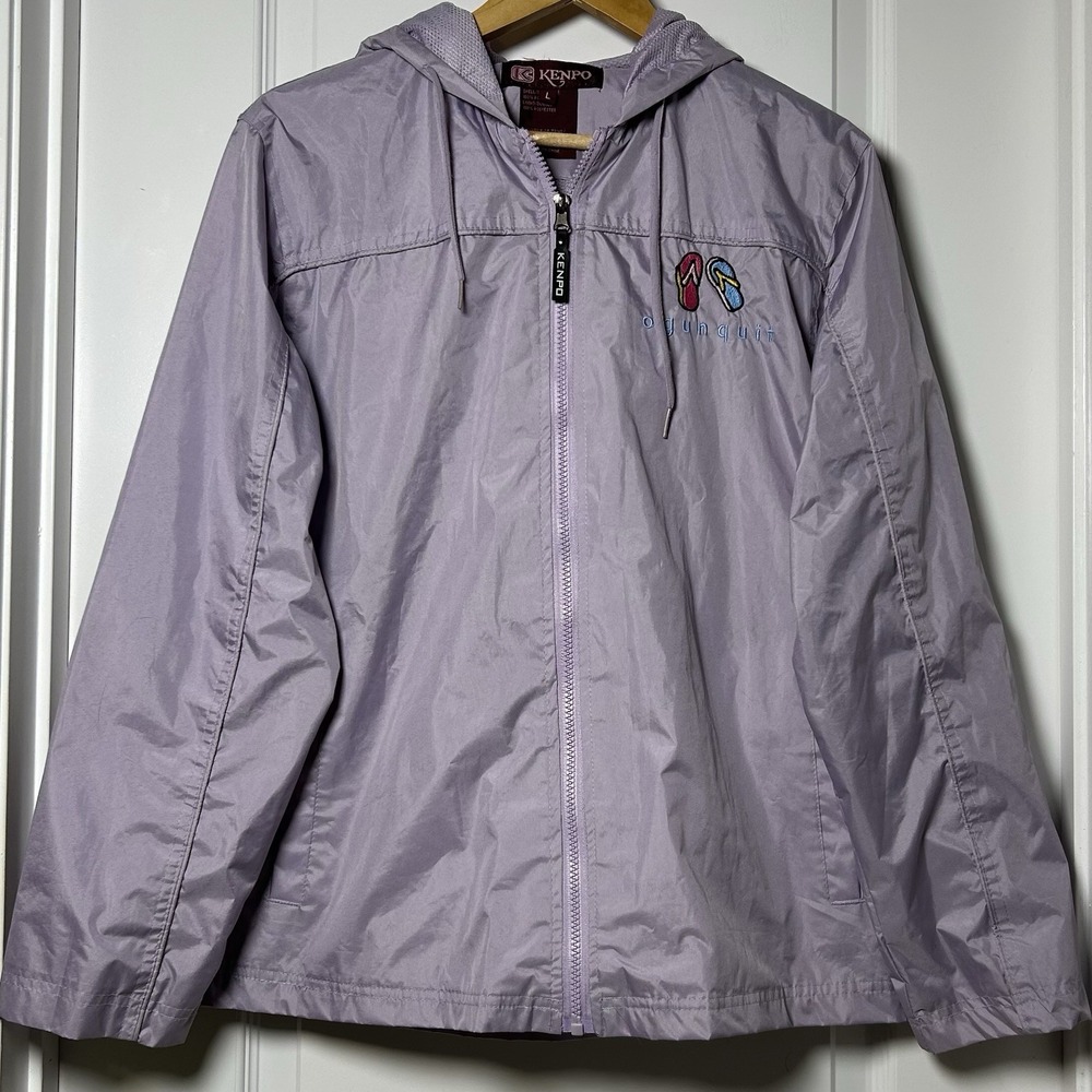 Kenpo Embroidered Ogunquit Flip-Flop Graphic‎ Full Zip Hooded Windbreaker Jacket